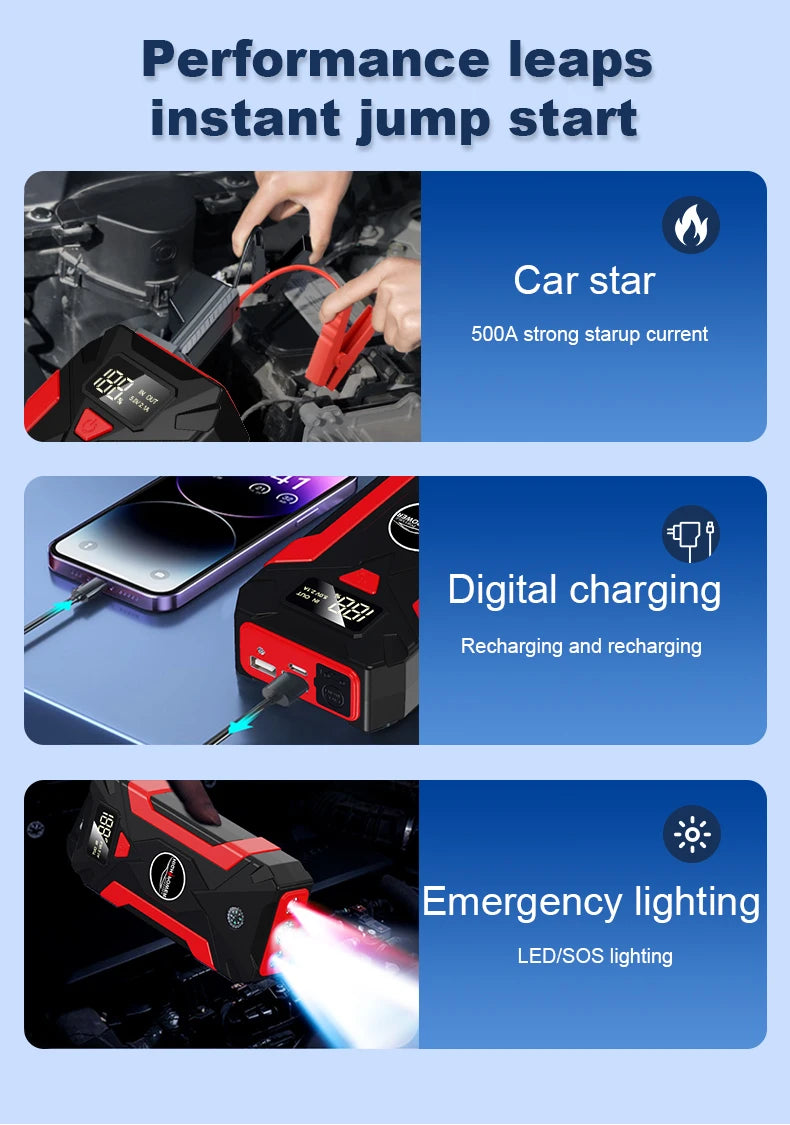 Jumper de Batería y Compresor Multifuncional – Power Bank