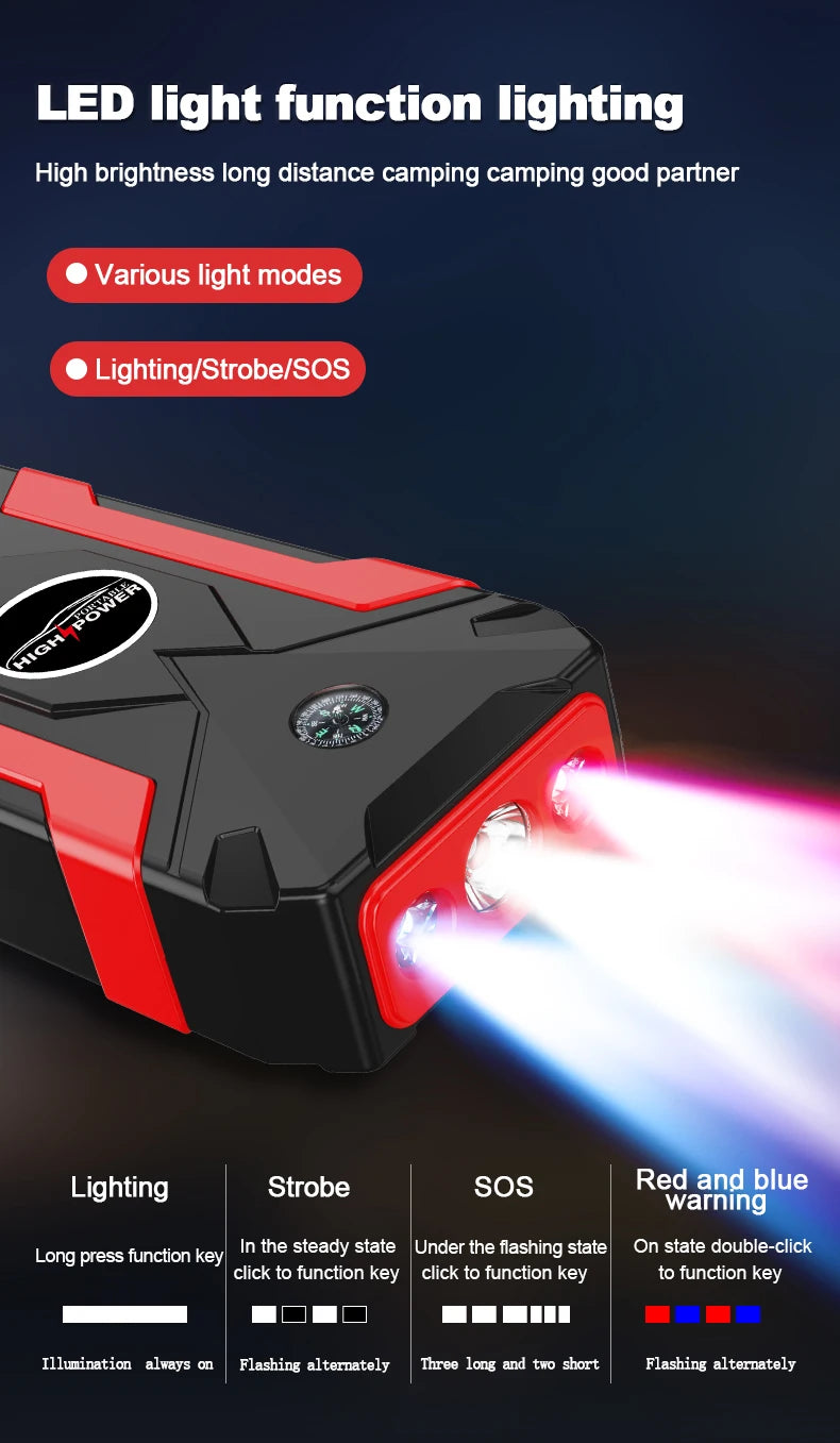Jumper de Batería y Compresor Multifuncional – Power Bank